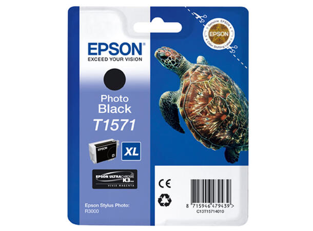 Epson T1571 Photo Black Svart blekk for Epson R3000